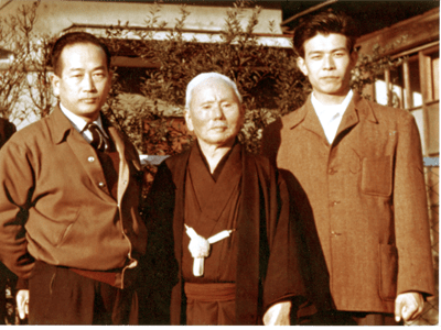 Gichin Funakoshi, Masatoshi Nakayama, Left, Teruyuki Okazaki, Right